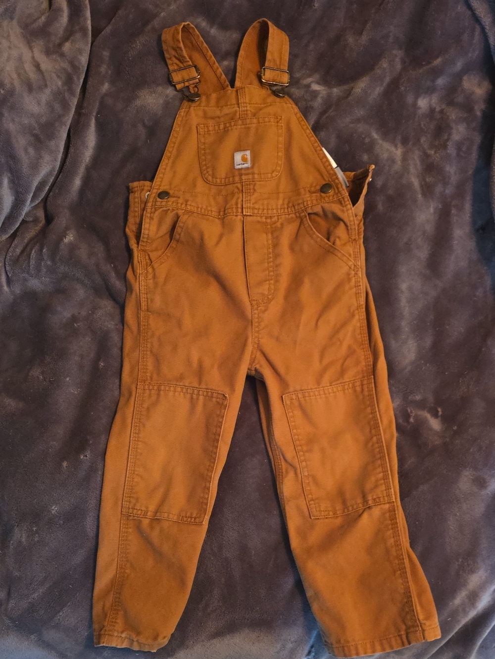 Carhartt Kids Brown Duck Overalls - Durable Work-Style Pants